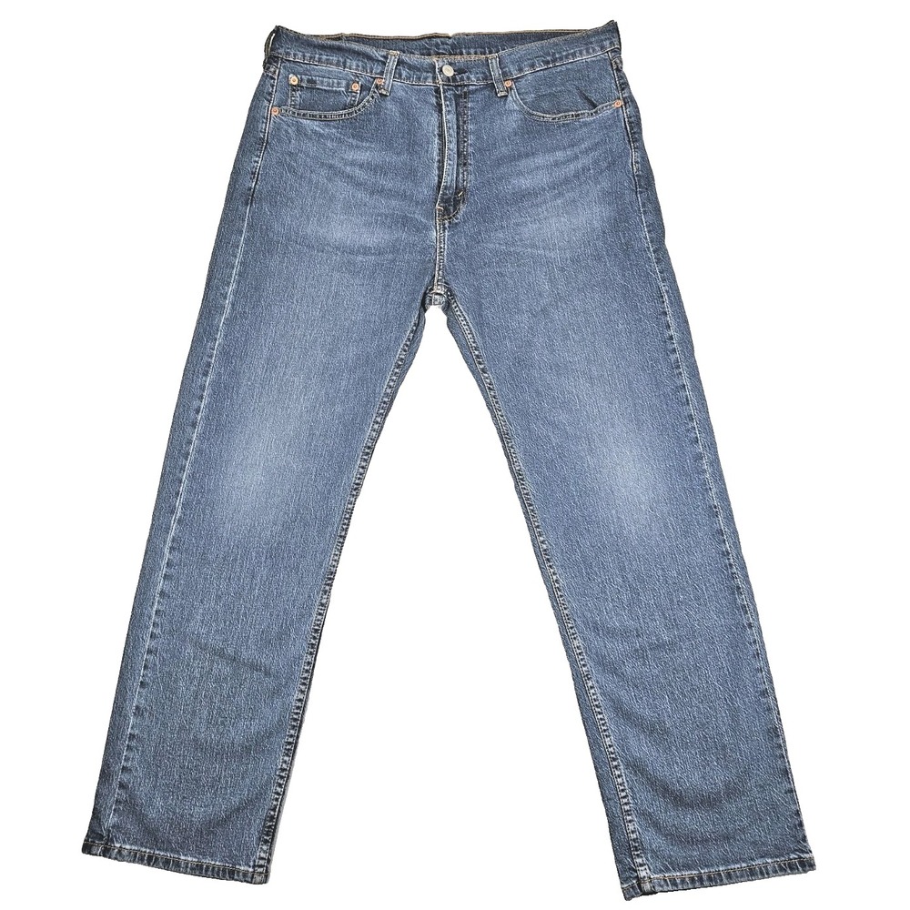 Levi's 505 Mens 36x30 Denim Blue Jeans Regular Fit Straight Comfort Medium Wash
